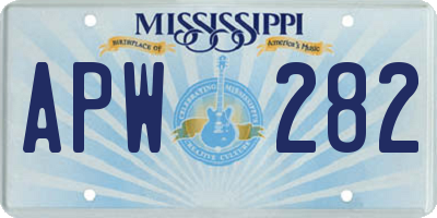 MS license plate APW282