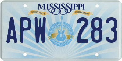 MS license plate APW283
