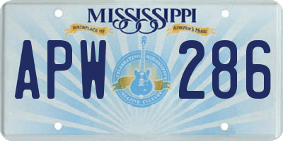 MS license plate APW286