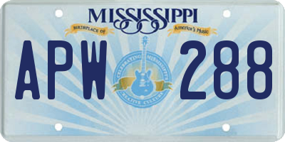 MS license plate APW288