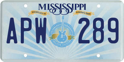 MS license plate APW289