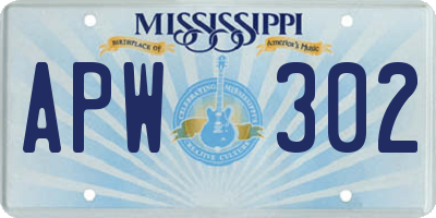MS license plate APW302