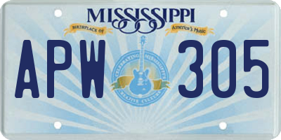 MS license plate APW305