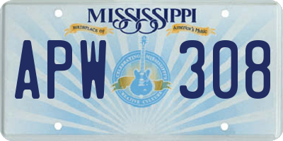 MS license plate APW308