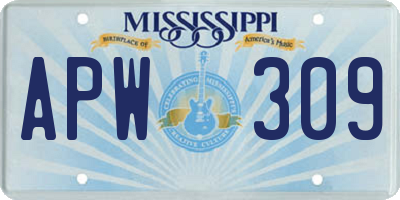 MS license plate APW309