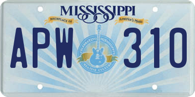MS license plate APW310