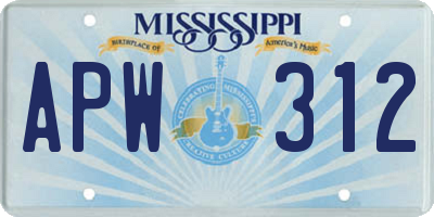 MS license plate APW312