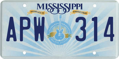 MS license plate APW314