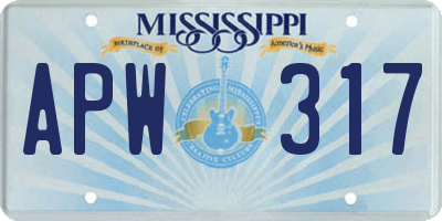 MS license plate APW317