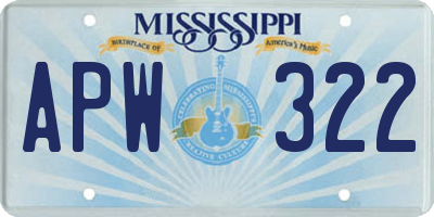 MS license plate APW322