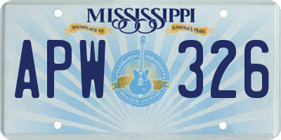 MS license plate APW326