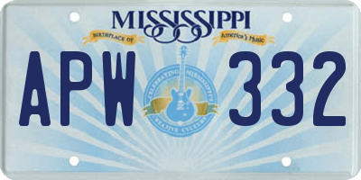MS license plate APW332
