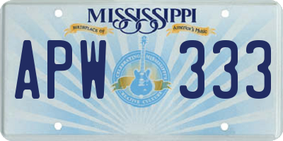 MS license plate APW333