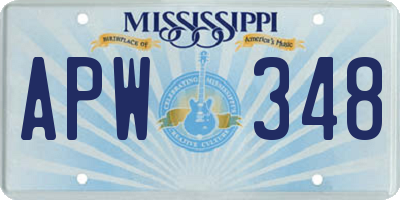 MS license plate APW348