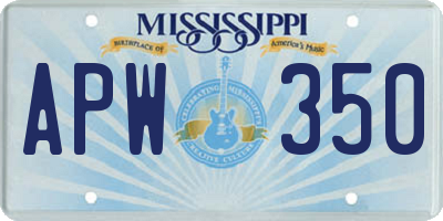 MS license plate APW350