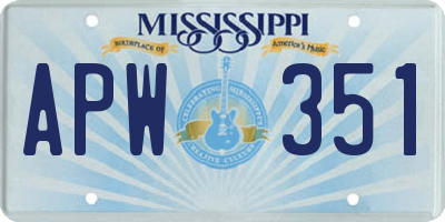 MS license plate APW351