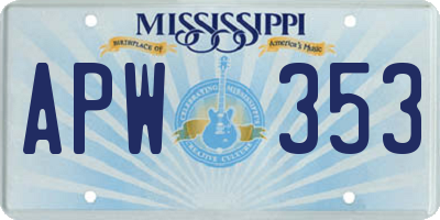 MS license plate APW353