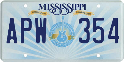 MS license plate APW354