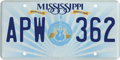 MS license plate APW362