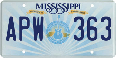 MS license plate APW363