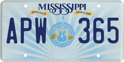 MS license plate APW365