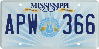 MS license plate APW366