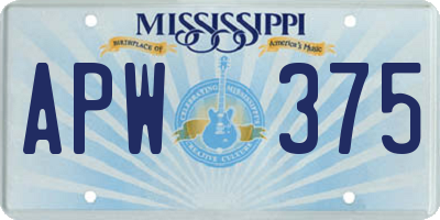 MS license plate APW375