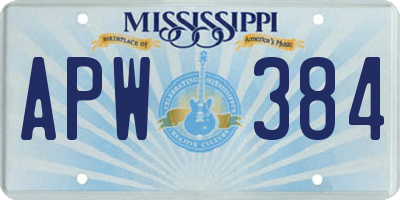 MS license plate APW384