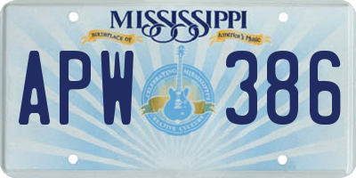 MS license plate APW386
