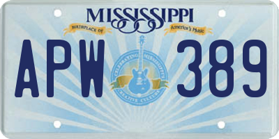 MS license plate APW389