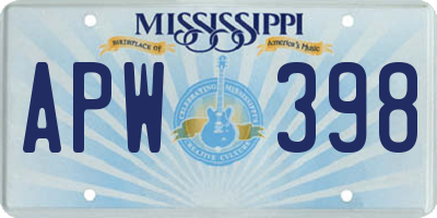 MS license plate APW398