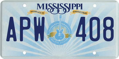 MS license plate APW408