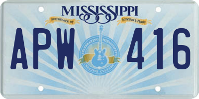 MS license plate APW416