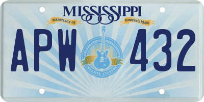 MS license plate APW432