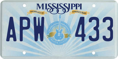 MS license plate APW433