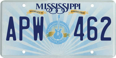 MS license plate APW462