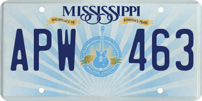 MS license plate APW463