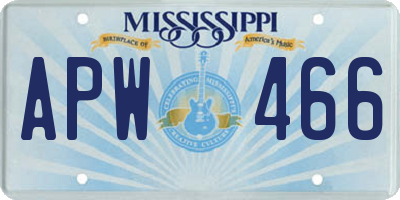 MS license plate APW466