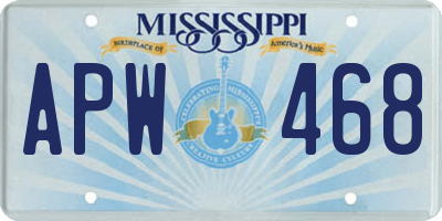 MS license plate APW468