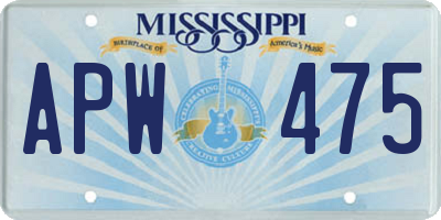 MS license plate APW475