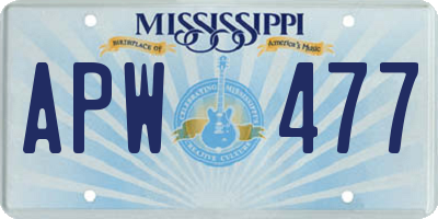 MS license plate APW477