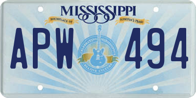 MS license plate APW494
