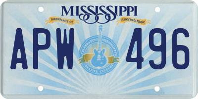 MS license plate APW496