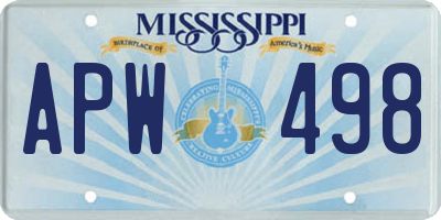 MS license plate APW498