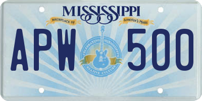 MS license plate APW500