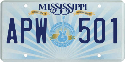 MS license plate APW501