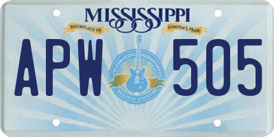 MS license plate APW505