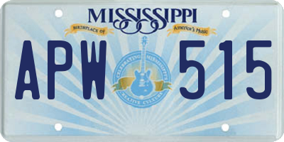 MS license plate APW515