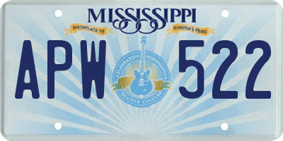 MS license plate APW522