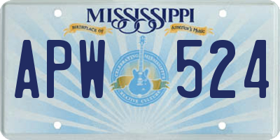 MS license plate APW524